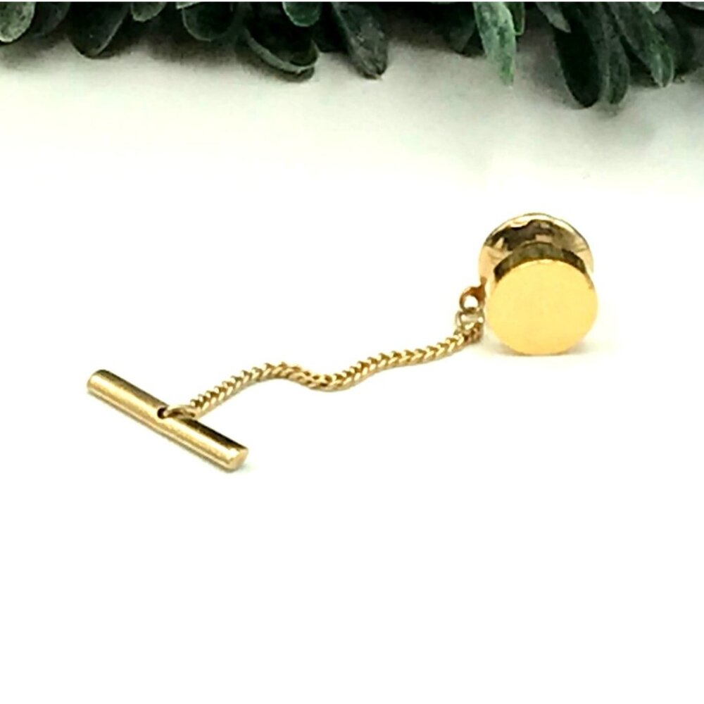Vintage Gold-Tone Tie Tack With Chain & Bar